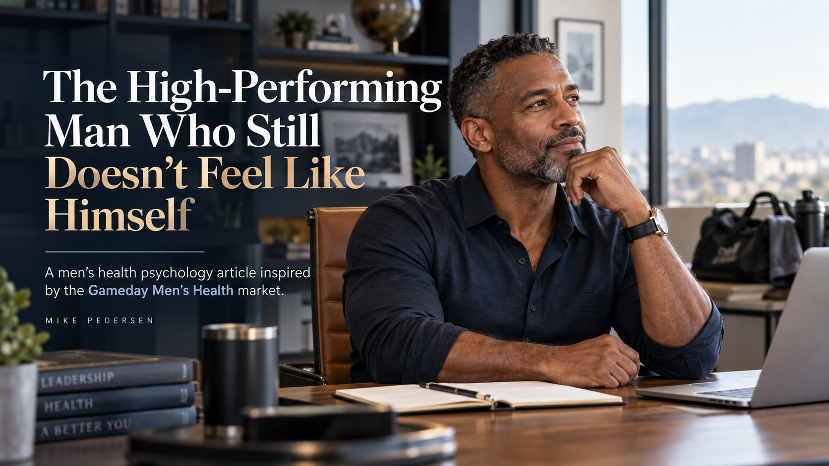 High-performing middle-aged man reflecting on changes in energy, health, performance and identity, illustrating Mike Pedersen’s article on Gameday Men’s Health and men who no longer feel like themselves.